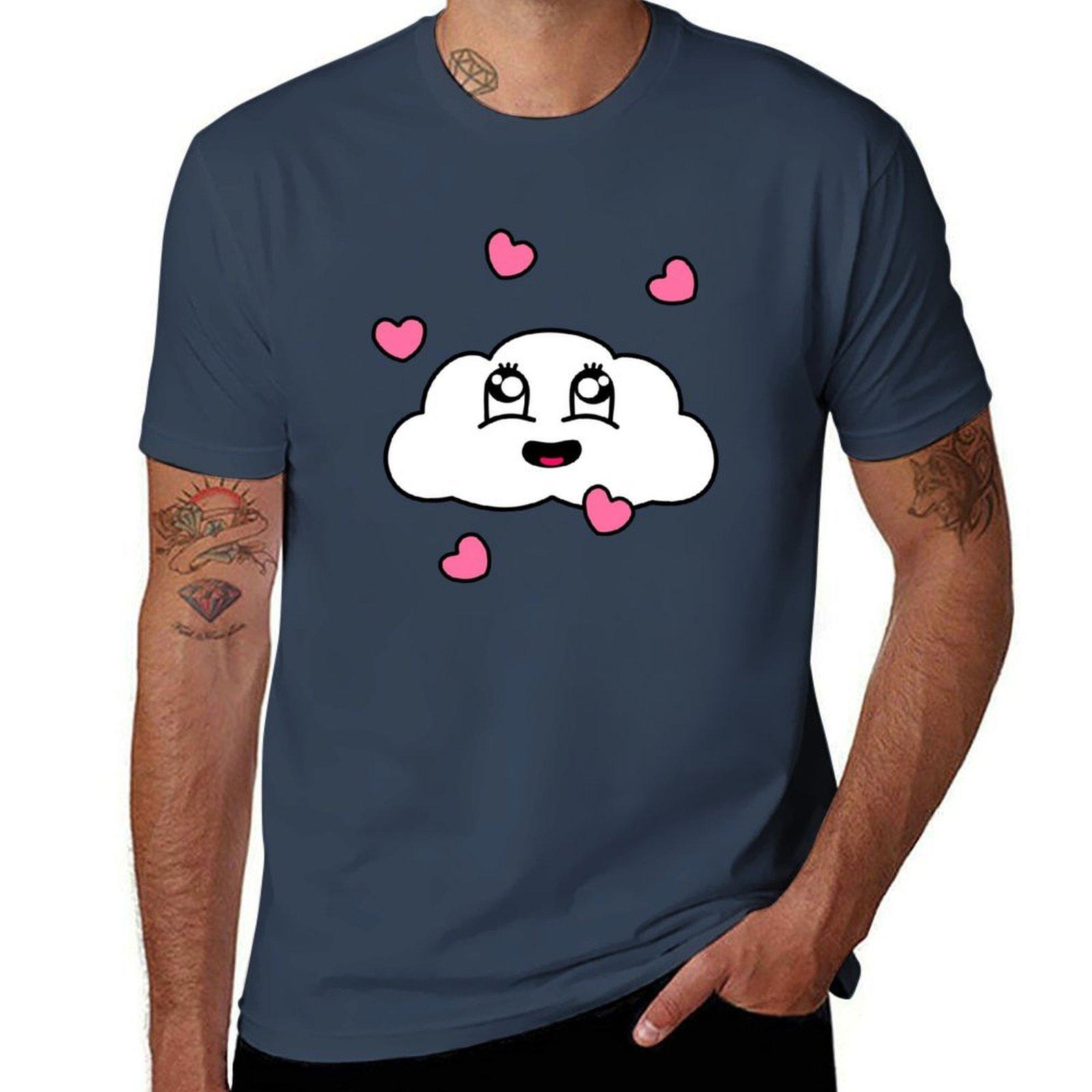 Happy Laughing Kawaii Cloud With Hearts Tshirt Essential Solid Color Tshirt S