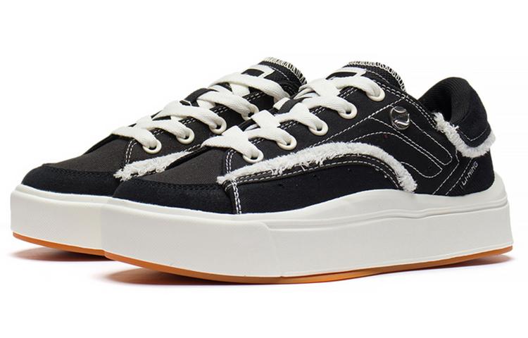 Li Ning Comfy Casual Low top Skateboard Shoes Men's Black White AGCS035-1