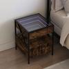 VidaXL Bedside Table with Infinity LED Smoked Oak 40x40x51 Cm 3284103