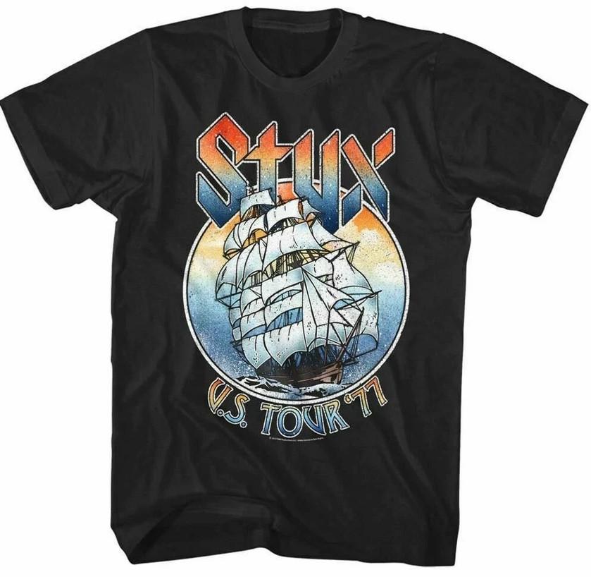 Vintage 70s Styx Ship USA Tour 1977 T-shirt size S-5XL S