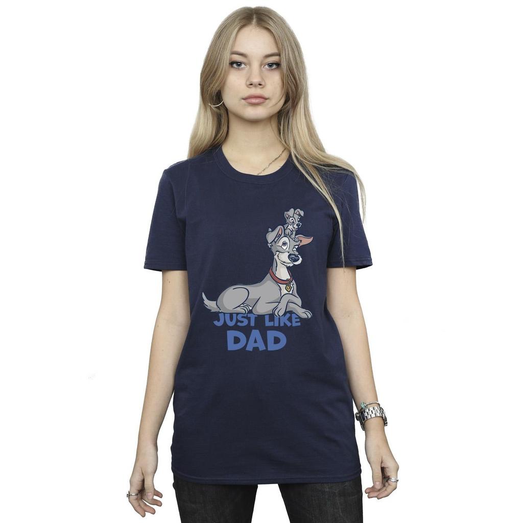 Disney Womens/Ladies Lady And The Tramp Just Like Dad Cotton Boyfriend T-Shirt