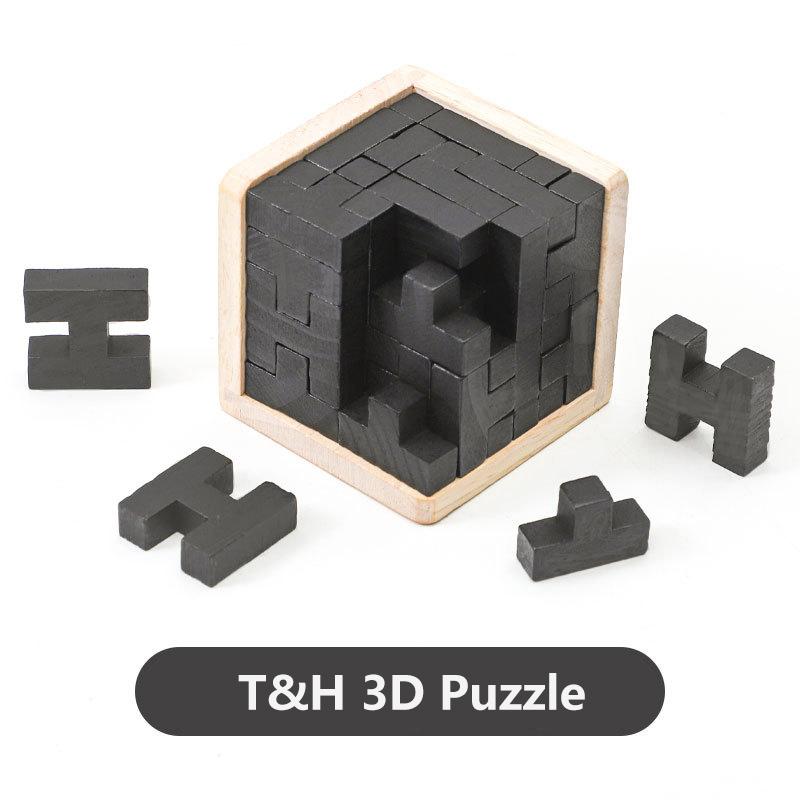 Puzzle 3D z drewna Zabawka IQ 54 szt. L / 54 szt. kostka w kształcie TH Zabawki edukacyjne dla miłośników puzzli, gra intelektualna
