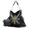 Fringe Designed Crossbody Bag Rivet Chain Bag Large Capacity Shoulder Bag