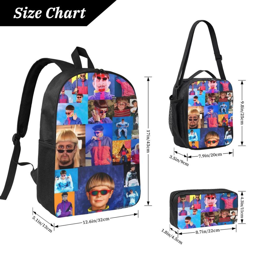 3Pcs RIP Oliver Tree 1993-2026 Backpack Set for Children Pencil Boxes Bookbag Sets with Lunch Box For School Students Daypack