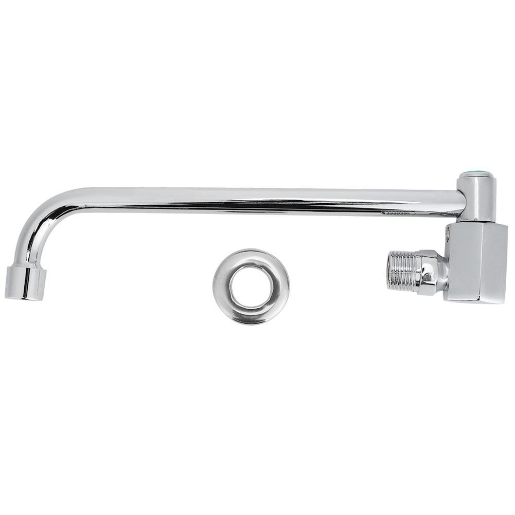 Copper Alloy Silver Wall‑Mounted 360 Degree Rotating Faucet Semi‑Automatic Kitchen Water Tap(25cm )