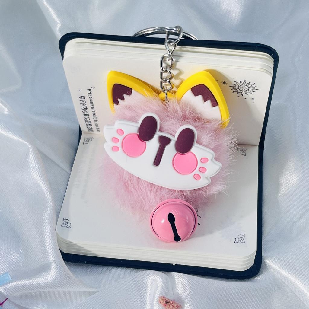 Cartoon Cute Cat Plush Ball Bell Keychain Pendant Bag Ornament Fashion Gift Girl Keyring Creative Charm Custom Car Small Lady