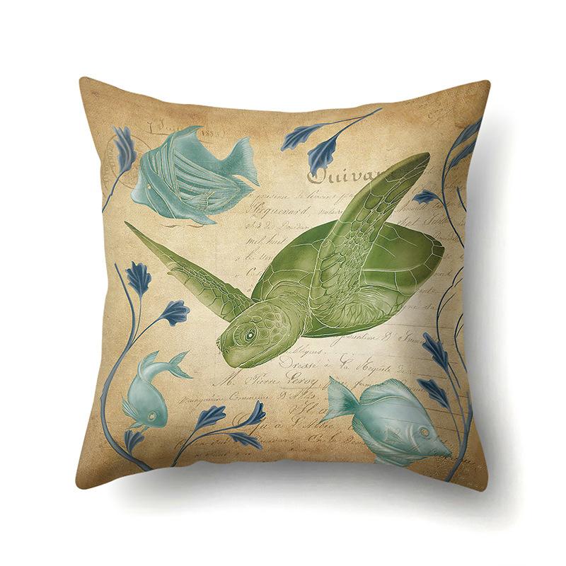 Blue Ocean Seaweed Polyester Pillow Case Car Decoration Home Print Pillow Bedside Sofa Waist Cushion Cover