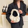 Square Pleated Handbag Phone Bag PU Leather Underarm Bag Luxury Cloud Bag  Girl