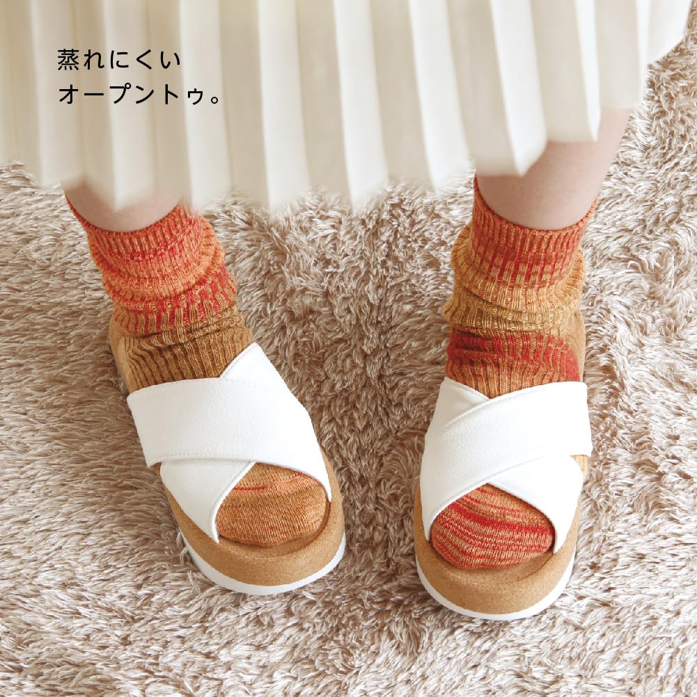 Alphax Sliet Core Training Slippers, Indoor, Open-Toe, Core-Strengthening Slippers, White, Sizes 23.0-24.5cm