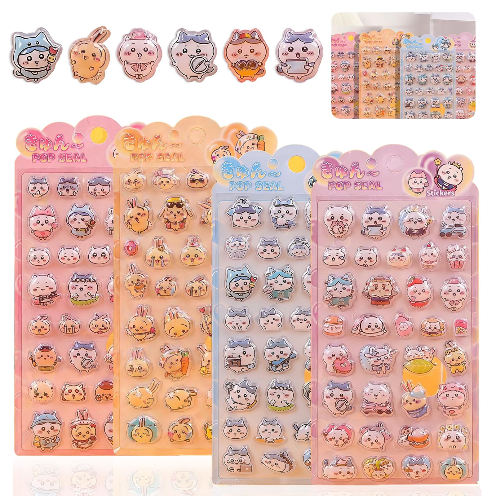 Mocasa 3D Stickers for Notebooks Bubble Style Puffy Transparent Background Jewel DIY Water Bottles Phone Decorations Craft Supplies