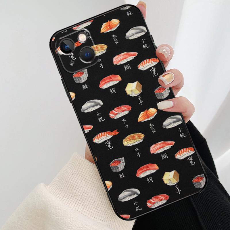 Kawaii Sushi Pattern Phone Case For iPhone 17 Pro Max 15 14 13 11 12 16 Pro Max mini 15 16 Plus 16e 17 Air Cover