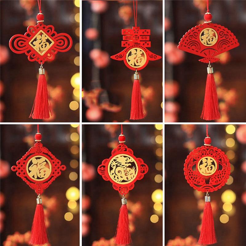 M-Modern-6-teilig 2025 Frühlingsfest Drachenjahr Holzschild Anhänger Firma Einkaufszentrum Dekoration Chinesische Neujahrsgeschenke