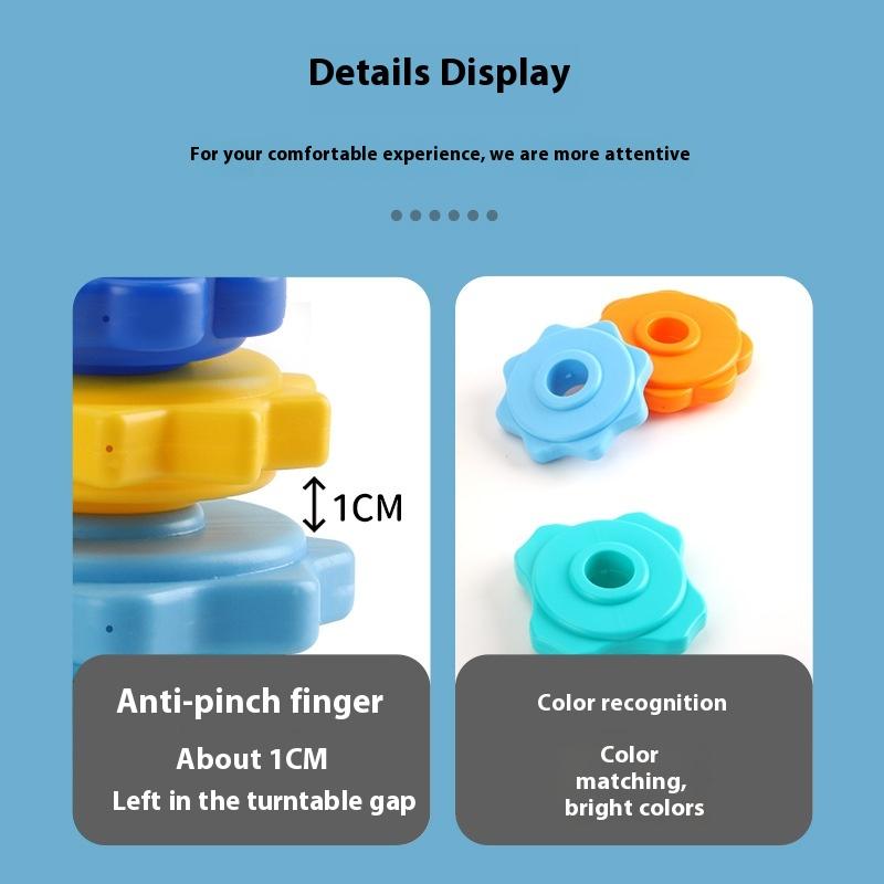 1 Set Montessori Rotating Rainbow Tower Baby Stacking Toys Children Develop Motor Skills Game Spinning Stacking Toy Gifts