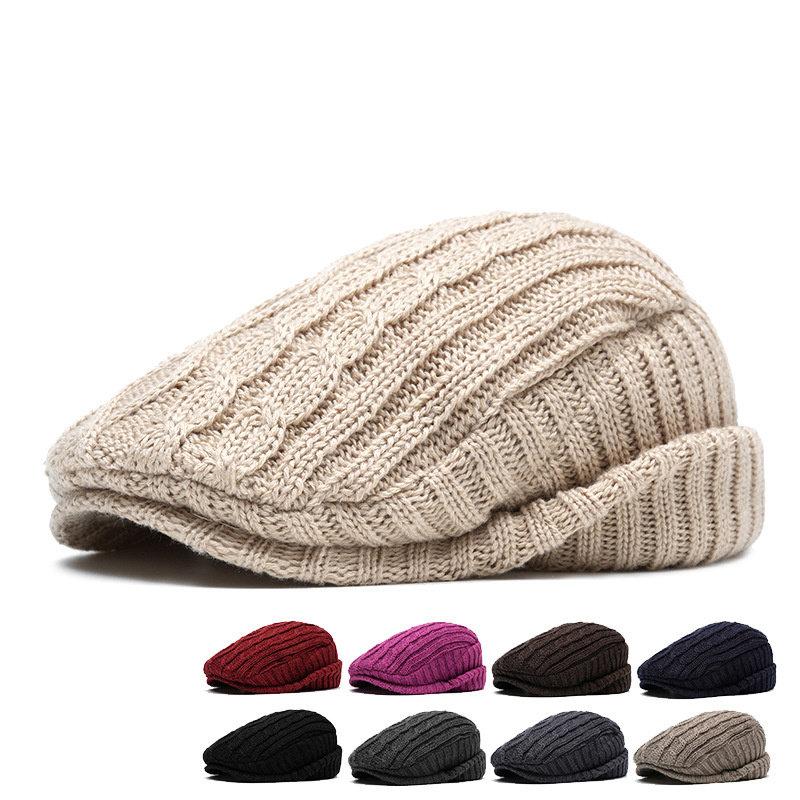 Autumn and Winter Knitted Woolen Hats Beret Caps Women Versatile Forward Hats Ear-protecting and Fleece Warm Men's Baseball Caps