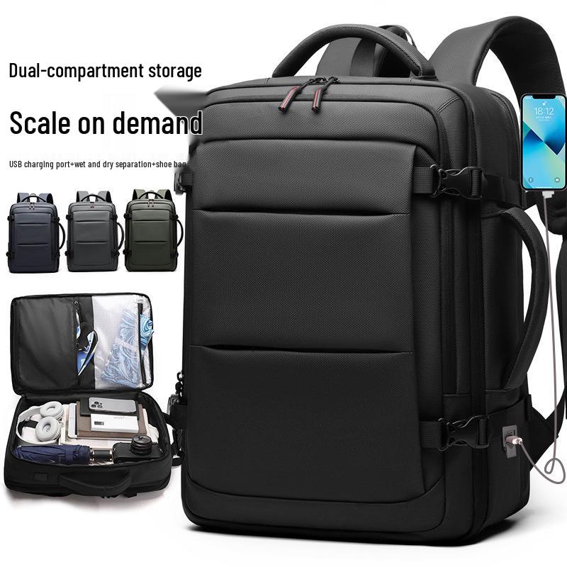 Men's Expandable Business Commute Laptop Backpack - Large Capacity Carry-On for Office & Travel.