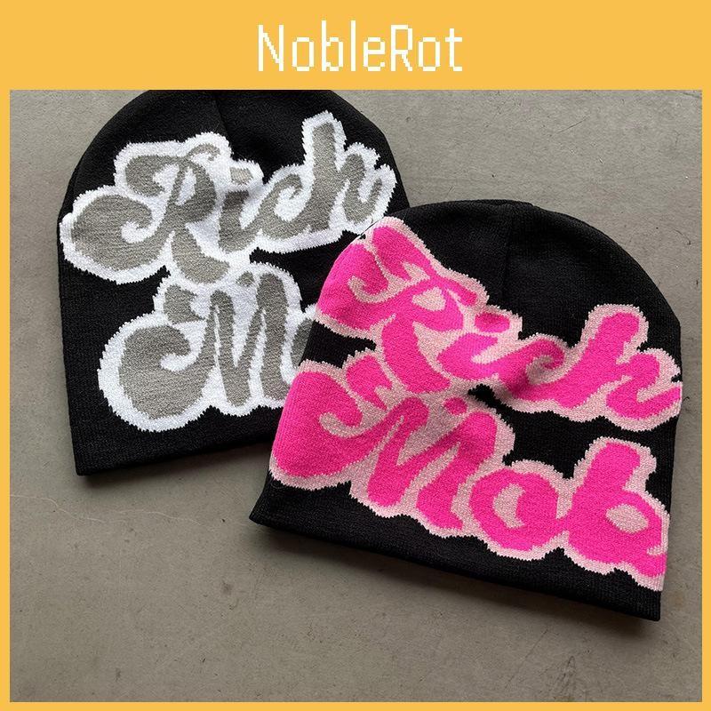 Blocked Simple Color Letter Pattern Neutral Casual Warm Knitted Hat For Autumn