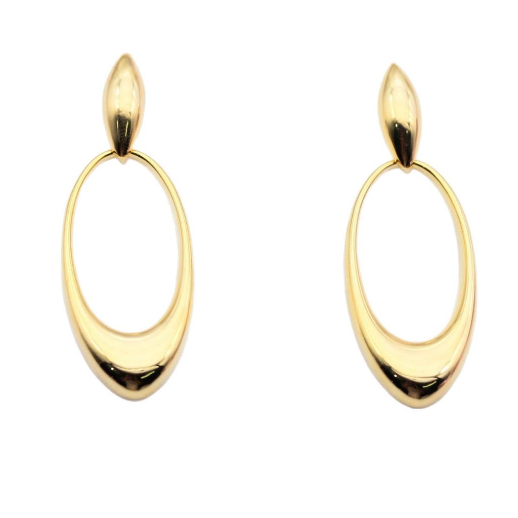 European & American Fashion Oval Gold-Plated Dangle Earrings - High Polished Trendy Design
