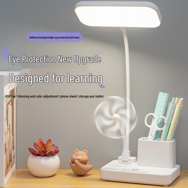LED Eye-Care Desk Lamp with Pen Holder - Student Dorm & Office USB Night Light