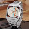 569 Orologi Meccanici Automatici da Uomo Design Retro Moda Data Giorno Impermeabile Cinturino in Acciaio Quadrante Quadrato Orologio da Polso da Uomo