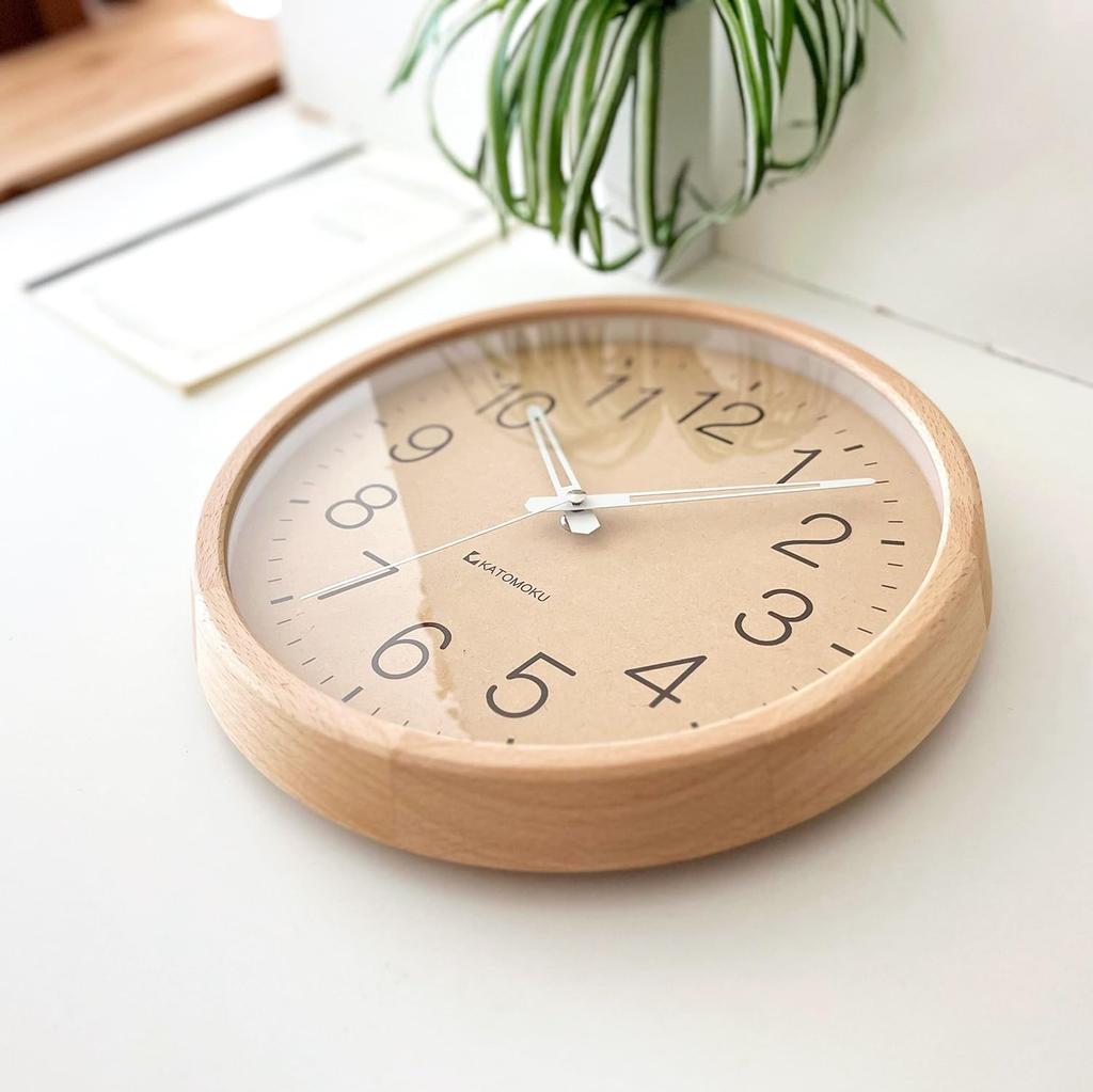KATOMOKU muku clock 2 Natural Wall Continuous Second Diameter km-45NA Clock, Hand, 30.0cm (Quartz Clock)
