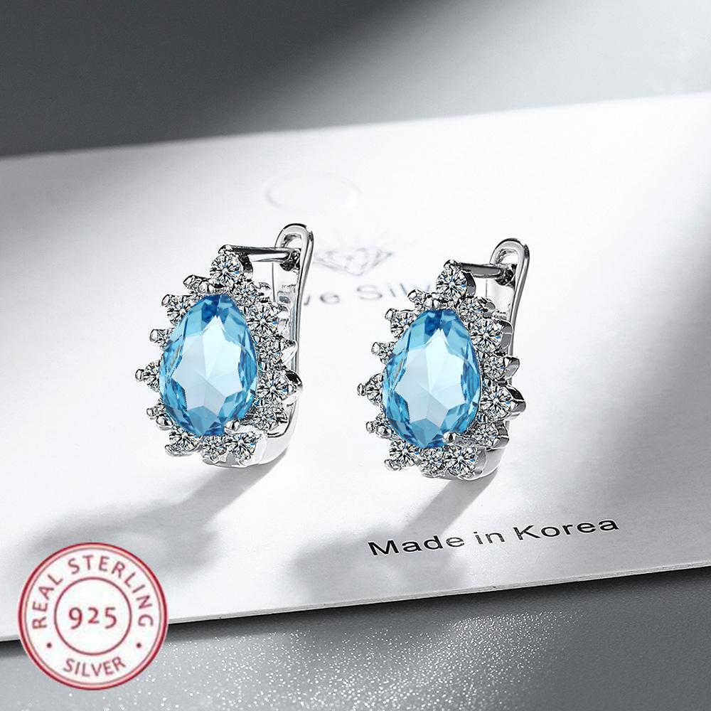 925 Silver Earrings Heart For Women's Wedding Engagement Fine Fashion Jewelry Accessories Party Gift