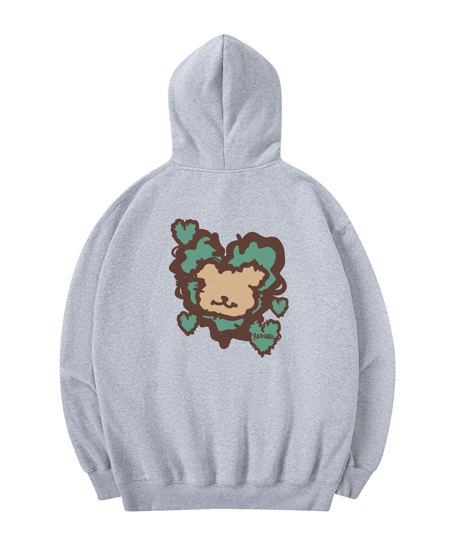 Radineo Fluffy Heart Bear Hoodie Grey L
