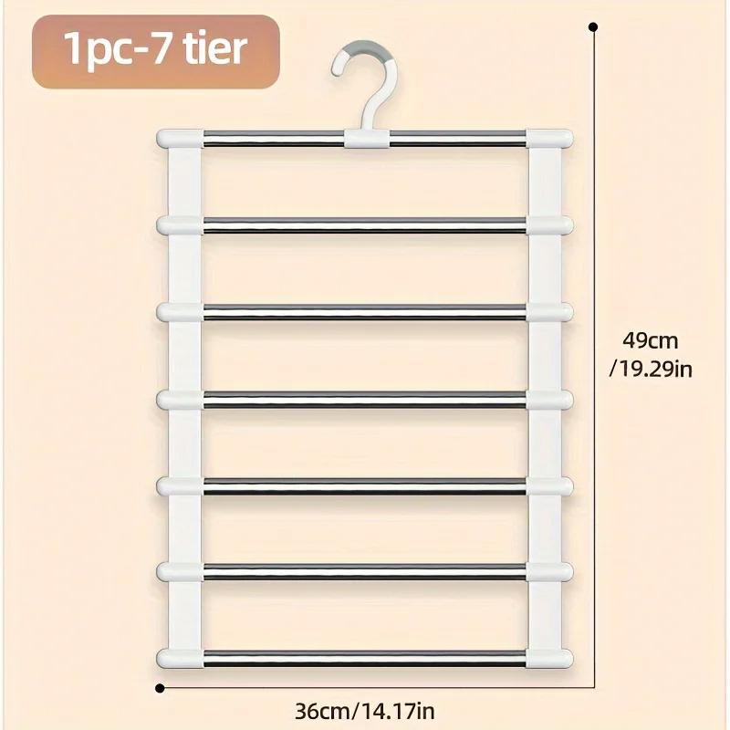 Multifunctional Folding Pants Rack - Cloud Ladder Hanging Design, Stainless Steel Pants Clips, Multi-Layer Seamless Storage