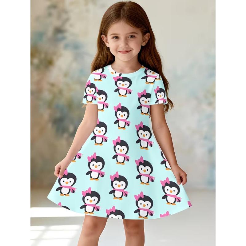 Girl Clothes Cute Cartoon Graphic Printed Girls' Princess Dress Summer Casual