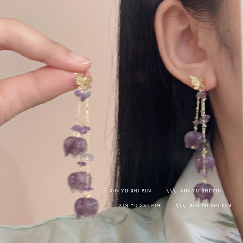 Spring Garden ~ Butterfly dusk øredobber, kvinnelige skog søte blomst lange øredobber, super fe temperament utsøkte øredobber