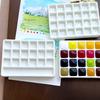Empty Ceramic Watercolor Palette 18/24 Grid Watercolor Pigment Tray Artist Travel Painting Colour Mixing Portable Art Supplies