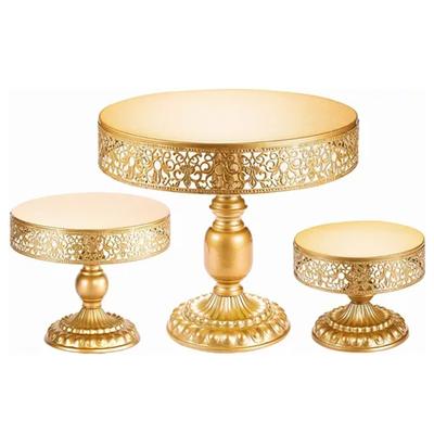 3PCS Gold Cake Stand Decorative Iron Reusable Detachable Stable Cupcake Holder for Party