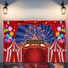 [2D Flat Banner] 1 Circus Red Tent Amusement Park Ferris Wheel Colored Balloons - Polyester Fiber Photography