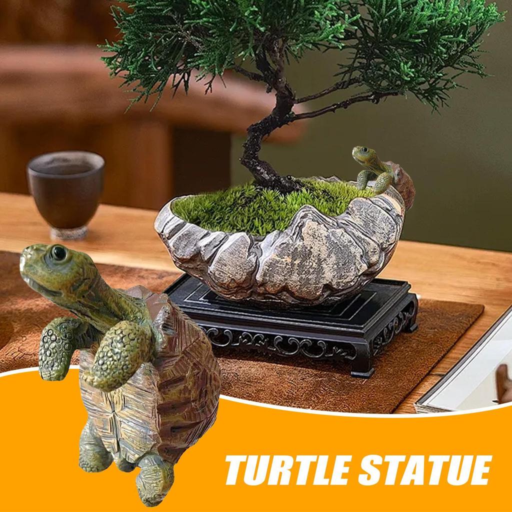 Turtle Statue Climbing Turtle Figurine Plant Decorations Resin Sculpture Tortoise Statue Miniatures Outdoor Statue