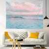 LB Ocean Pink Sky Tapestry, Teal Sea Ocean with Pink Cloud Wall Tapestry for Bedroom, Pastel Nature Landscape Wall Hanging Tapestry Wall Art for