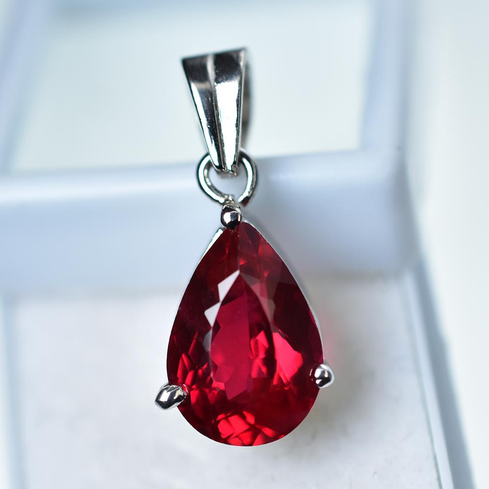 Certified 14 CT Natural Red Ruby Loose Gemstone 925 Sterling Silver Pendant MY.PD-324-NS