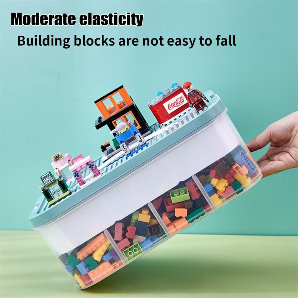 1/2 Layer Kids Building Block Storage Box Adjustable Lego Compatible Storage Box Whit Handle Transparent Toy Storage Box