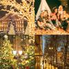 Outdoor Tree Garden Patio Christmas Wedding Decor Solar Powered Warm White LED String Lights IP65 Waterproof Auto On/Off 8 Modes