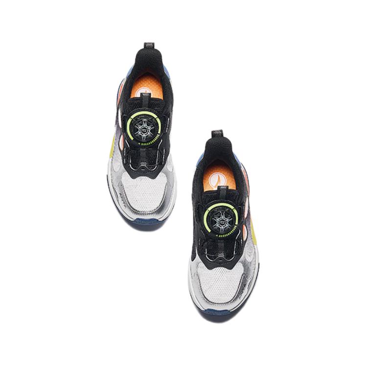 Anta Comfortable Shock Absorbing Wear Resistant Kids Casual Shoes Kids Sneakers White Black Silver 312429921-2