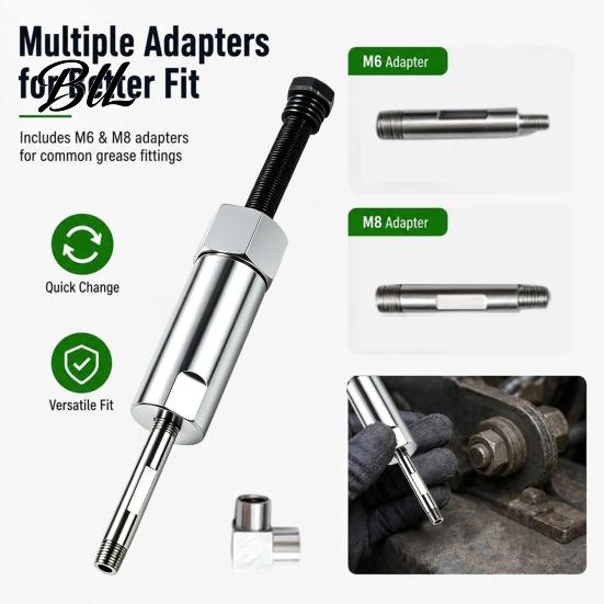 Heavy Duty Grease Fitting Unblocker Nozzle Unclogging Tool, Manganese Steel Cleaner, Galvanized Anti Rust Lubrication Tool Anti-Rust Coating Cleaning