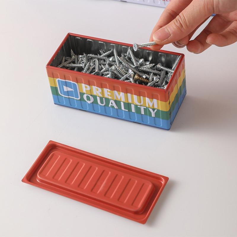 Estilo Industrial Retro Hierro Mini Contenedor Pequeño Modelo Adorno Caja de Almacenamiento Caja Metálica Multifuncional Decoración de Escritorio