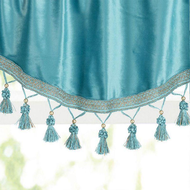 Samt-Kurzvorhänge mit Quastenbesatz Dekorative Vorhänge