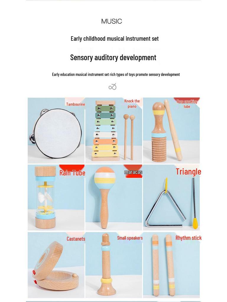 Children's Wooden Orff Instrument Set: Early Education Percussion Music Toy