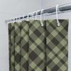 Green Plaid Shower Curtain Waterproof Bathroom Decor Large Size Print Pattern Washable Polyester Bath Mat