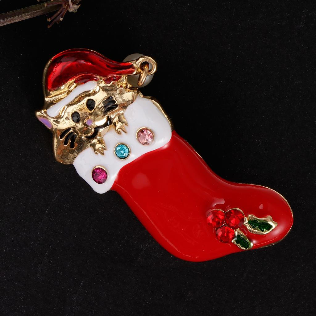 Enamel Crystal Christmas Brooch Pin Party Boote