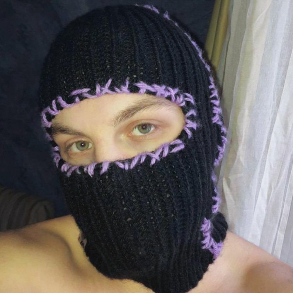 Funny Hooded Halloween Balaclava Handmade Party Beanie Cap Vintage Face Mask for Men Women
