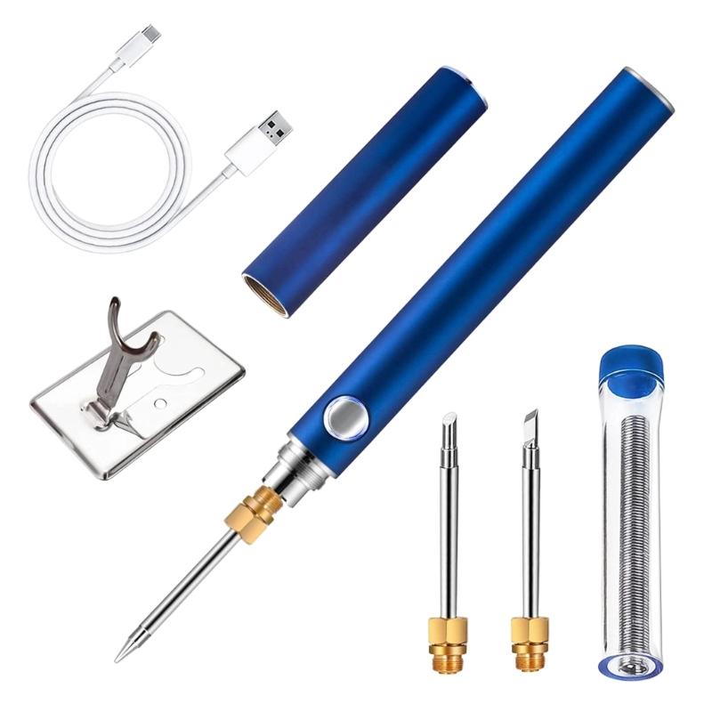 Comfortable Wooden Handle Soldering Iron Featuring Four Gear Temperature Control USB Charging Rapid Heating Lightweight Design