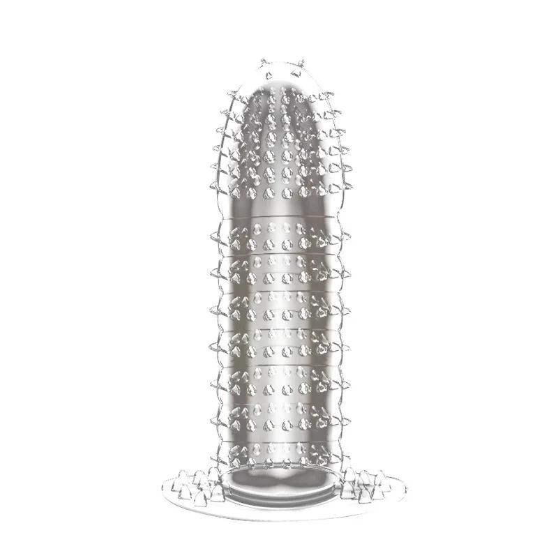Reusable Condoms Silicone 5 Types Time Delay Crystal Spike Braces Male Penis Extension Sleeves Cock Rings Adult Sex Toys for Men