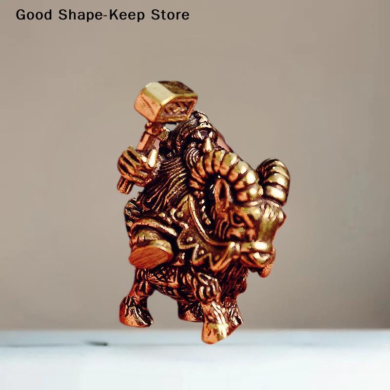 Brass Goat Dwarf Warrior Figurine Miniature Desktop Ornaments Retro Metal Models Statue Brass elderly deer riding ornament