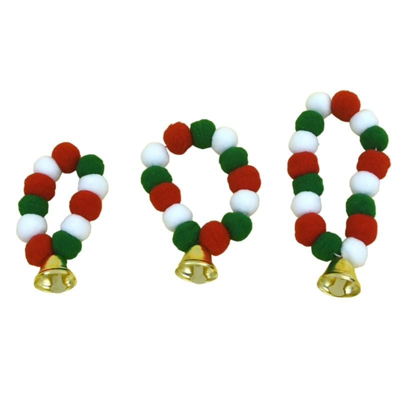 4pcs Festival Plush Pet Collars with Pompoms Bells Charm Colorful Furry Birthday Collar for Cats and Dogs