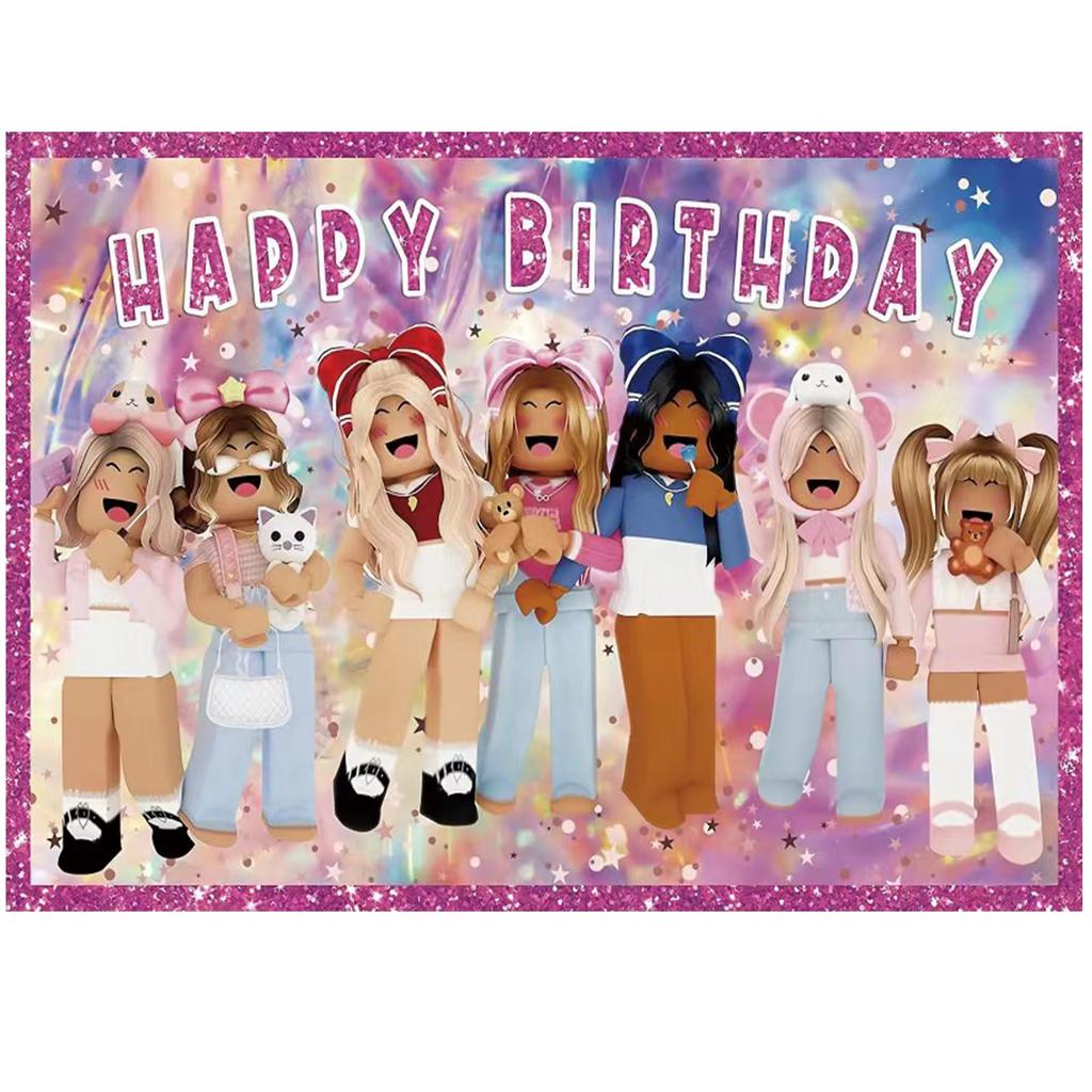 Roblox Game Themed Vinyl Backdrop Photo Background For Kids Boys Birthday Party Decoration Photography Prop Party Supply Cloth